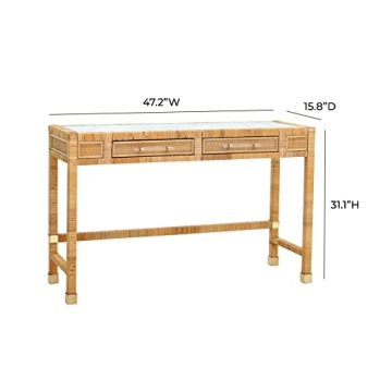 Elegant Tov Furniture Amara Natural Rattan Desk