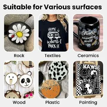 Tesquio Black and White Paint Marker, 8 Pack Dual Tip Acrylic Paint Pens with Medium Tip and Brush Tip, Ideal for Wood, Rock Painting, Canvas, Stone, Glass, Ceramic