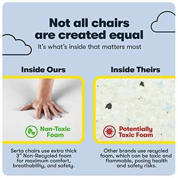 Serta Leighton Home Office Memory Foam, Height-Adjustable Desk Accent Chair with Chrome-Finished Stainless-Steel Base, Light Gray