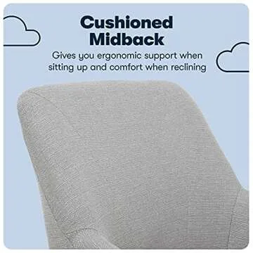 Serta Leighton Home Office Memory Foam, Height-Adjustable Desk Accent Chair with Chrome-Finished Stainless-Steel Base, Light Gray