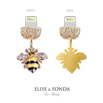 ELISE & FONDA 3D Honey Bee Charm Anti Dust Plug for iPhone