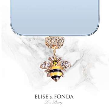 ELISE & FONDA 3D Honey Bee Charm Anti Dust Plug for iPhone