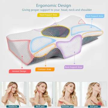 Cervical Neck Pillow for Pain Relief - Ergonomic Memory Foam Pillow for All Sleepers