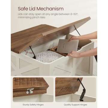 VASAGLE Farmhouse Coffee Table with Storage, Square Coffee Table for Living Room, Center Table with Flip-Top Lids, Honey Brown and Rustic White ULCT232W73