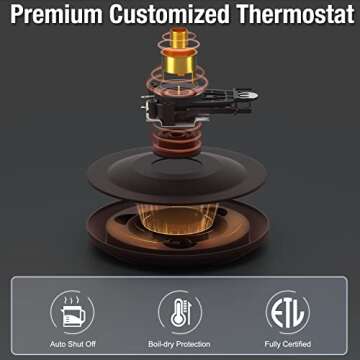 Dezin Electric Kettle, BPA-Free 2L Electric Water Heater, Glass Electric Tea Kettle, 304 Stainless Steel Hot Water Kettle Warmer with Fast Boil, Auto Shut-Off & Boil Dry Protection, for Coffee, Tea