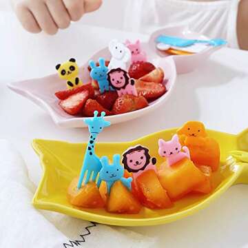 Animal Fruit Food Picks 38PCS, Bento Box Picks, LKAKA Mini Cartoon Animal Food Toothpicks, Lunch Bento Forks Picks for Kids
