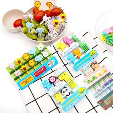 Animal Fruit Food Picks 38PCS, Bento Box Picks, LKAKA Mini Cartoon Animal Food Toothpicks, Lunch Bento Forks Picks for Kids