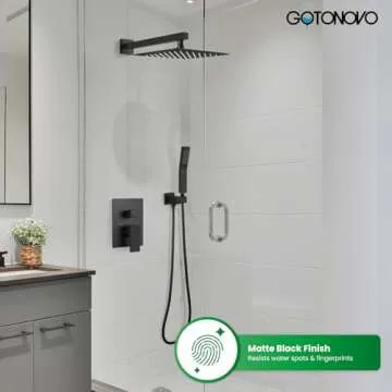 gotonovo Rainfall Bathroom Shower System Rain Shower Head and Handle Set Wall Mounted Shower Complet...