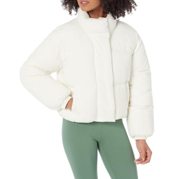 Amazon Essentials Women's Cropped Full-Zip Puffer Jacket – Stylish & Warm