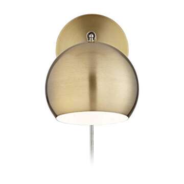 360 Lighting Selena Indoor Wall Lights LED with Cord Set of 2 Antique Brass Metal Plug in Light Fixture Sphere Shade Pin Up for Bedroom Bedside House Reading Living Room Home Hallway Dining