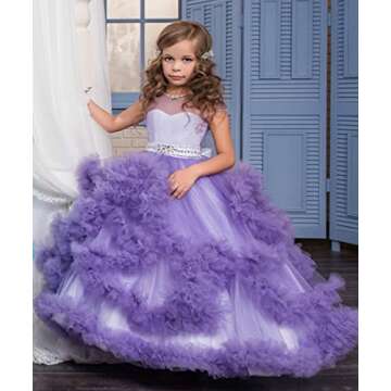 Stunning V-Back Luxury Pageant Tulle Ball Gowns for Girls 2-12 Year Old