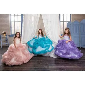 Stunning V-Back Luxury Pageant Tulle Ball Gowns for Girls 2-12 Year Old