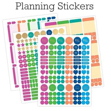 Global Printed Products Deluxe Planner 14 Months (Nov 2022 - Dec 2023) 8.5"x11" Includes Page Tabs, Planning Stickers, Pocket Folder Daily Weekly Monthly Planner Yearly Agenda (Watercolor Stripes)