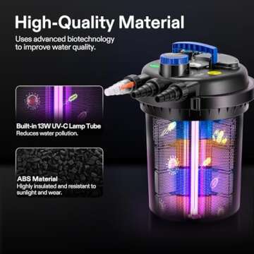 VIVOGROW Bio Pressure Pond Filter - 13W UV-C Light, 2630 GPH for Koi & Landscape Pools