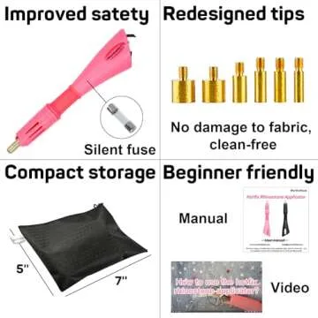 Hotfix Applicator with 3400 Pcs Hot Fix Rhinestones, Bedazzler Kit with Rhinestones, Bedazzle Gun for Clothing, Clothes, Fabric, Leather - 3mm 4mm 5mm SS10 SS16 SS20 - Washable | Zipper Bag