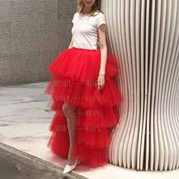 WDPL Women's High Low Maxi Tulle Skirt for Events