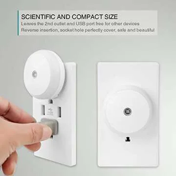 SerieCozy LED Night Light Plug in Nightlight with Dusk to Dawn Sensor Smart Warm White Night Wall Light Anti-Infrared for Bathroom, Bedroom, Home, Kitchen, Hallway, Energy Efficient, Round, 2 Pack