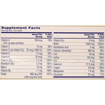 One A Day Women’s Multivitamin, Supplement with Vitamin A, Vitamin C, Vitamin D, Vitamin E and Zinc for Immune Health Support, B12, Biotin, Calcium & More, 100 count