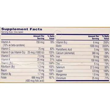 One A Day Women’s Multivitamin, Supplement with Vitamin A, Vitamin C, Vitamin D, Vitamin E and Zinc for Immune Health Support, B12, Biotin, Calcium & More, 100 count