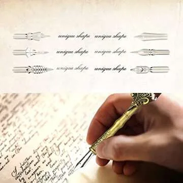 Quill Pen and Ink Set Feather Pen with Ink and 6pcs Nibs Calligraphy Pens for Beginners for Lettering,Drawing, Journaling, Signing, Invitation HO-Q-300