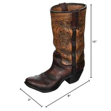 Burton & Burton Western Cowboy Boot Unique Vase for Home, Western Themed Events