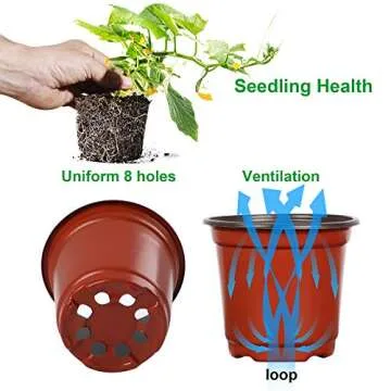 Augshy Nursery Pot, 110 Pcs 4" Plastic Plants Pot,Seed Starting Pots, Indoor Outdoor Seeding pots