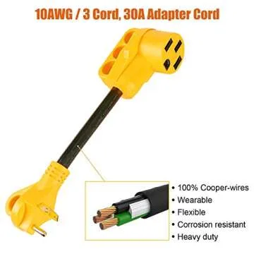 Facon 30Amp Male to 50Amp Female RV Power Cord Suitable for 50Amp RV, RV Power Adapter with Easy Handle RV Electrical Converter Cord Cable, 12Inch Length, for RV, Camper, Trailer, 5th Wheel, Motorhome