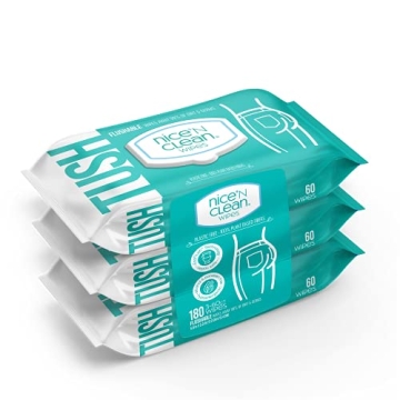 Nice 'N Clean Adult Flushable Wipes (3 x 60 Count) | Personal Cleansing Wipes Made from Plant-Based ...