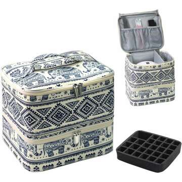 Portable Nail Polish Organizer Bag for 30 Bottles - Stylish Elephant Design