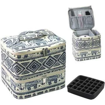 Portable Nail Polish Organizer Bag for 30 Bottles - Stylish Elephant Design