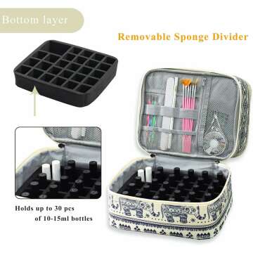 Nail Polish Organizer Bag - Portable 30 Bottle Storage