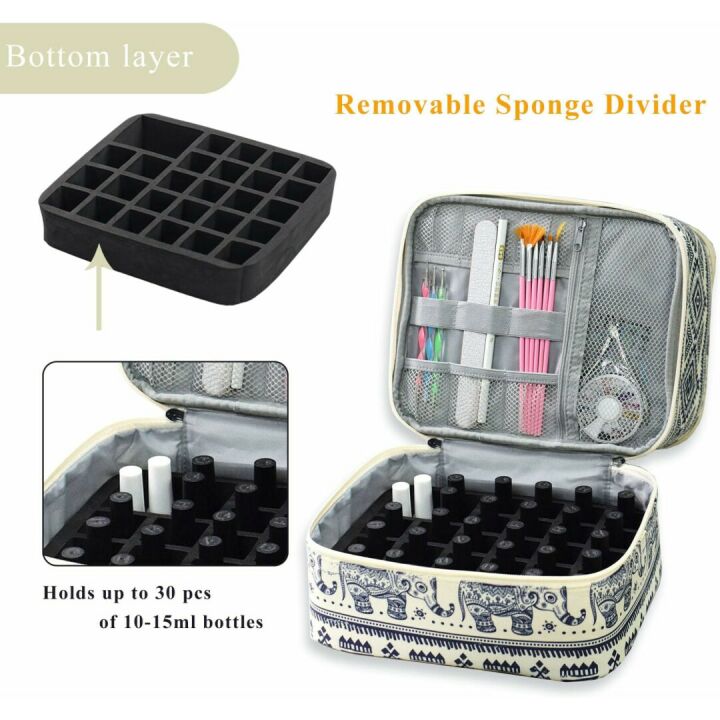 Nail Polish Organizer Bag - Portable 30 Bottle Storage
