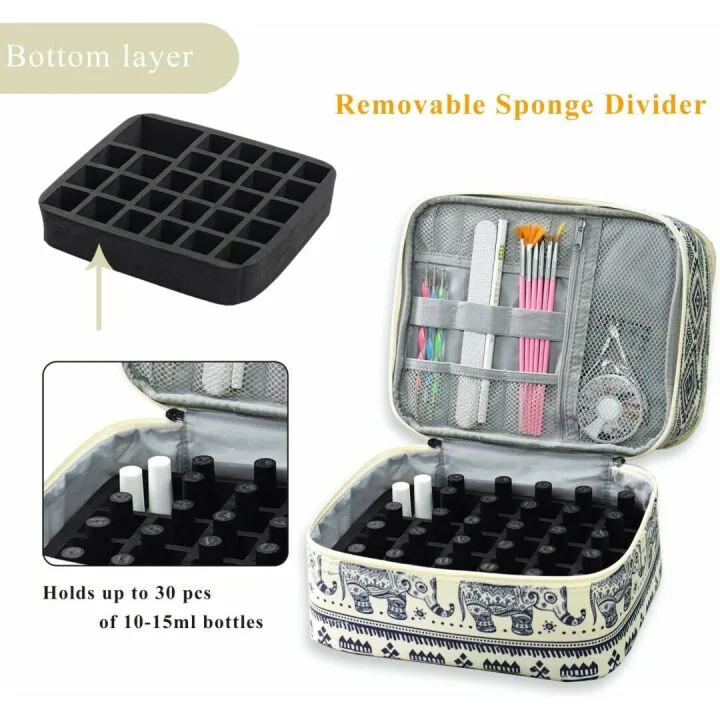 Nail Polish Organizer Bag - Portable 30 Bottle Storage