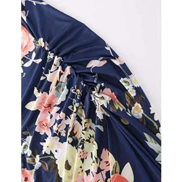 AONESX Floral Maternity Dresses Summer Baby Shower Pregnancy Dress S, Small, Navy