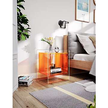 Stylish Solaround Acrylic Nightstand with Open Storage Shelf