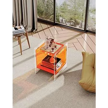 Stylish Solaround Acrylic Nightstand with Open Storage Shelf