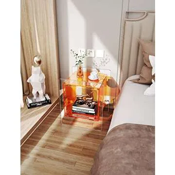 Stylish Solaround Acrylic Nightstand with Open Storage Shelf