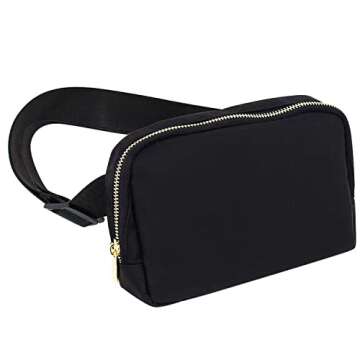 Fanny Packs for Women & Men-Mini Nylon Waist pack with 4 Zipper Pockets Belt bag with Adjustable Strap (YB-style1) for Running, Travel and Hiking