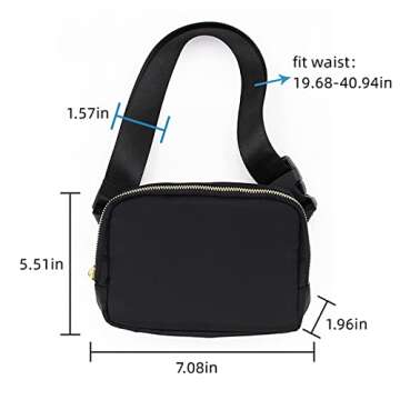 Fanny Packs for Women & Men-Mini Nylon Waist pack with 4 Zipper Pockets Belt bag with Adjustable Strap (YB-style1) for Running, Travel and Hiking