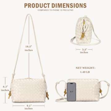 GASSDA Woven Crossbody Bags for Women,Woven Purses Small Shuoulder Bag for Women Woven Leather Handbags Purses for Women (Creamy White)