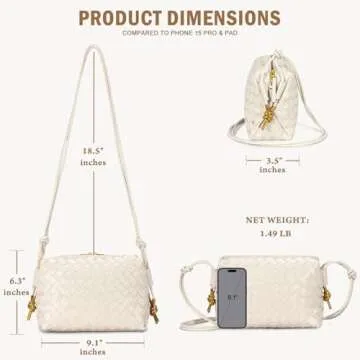 GASSDA Woven Crossbody Bags for Women,Woven Purses Small Shuoulder Bag for Women Woven Leather Handbags Purses for Women (Creamy White)