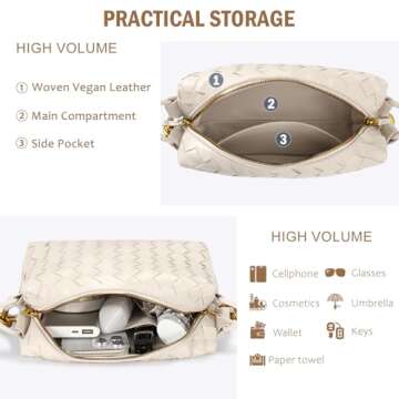 GASSDA Woven Crossbody Bags for Women,Woven Purses Small Shuoulder Bag for Women Woven Leather Handbags Purses for Women (Creamy White)