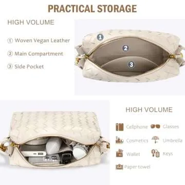 GASSDA Woven Crossbody Bags for Women,Woven Purses Small Shuoulder Bag for Women Woven Leather Handbags Purses for Women (Creamy White)