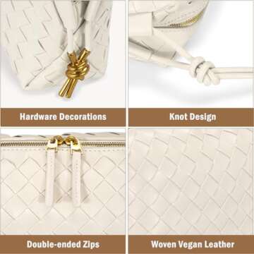 GASSDA Woven Crossbody Bags for Women,Woven Purses Small Shuoulder Bag for Women Woven Leather Handbags Purses for Women (Creamy White)