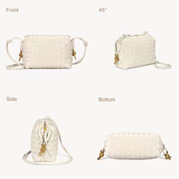 GASSDA Woven Crossbody Bags for Women,Woven Purses Small Shuoulder Bag for Women Woven Leather Handbags Purses for Women (Creamy White)