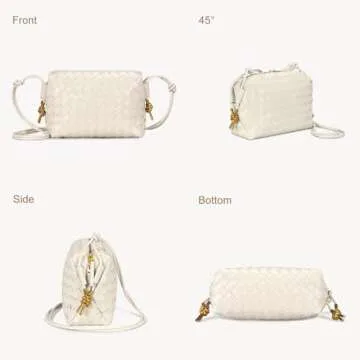 GASSDA Woven Crossbody Bags for Women,Woven Purses Small Shuoulder Bag for Women Woven Leather Handbags Purses for Women (Creamy White)