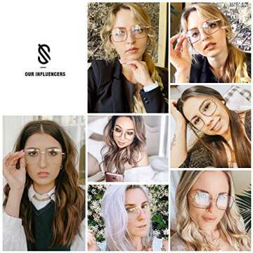 SOJOS Blue Light Blocking Glasses Women Small Face, Square Metal Computer Gaming Lightweight Eyeglasses, Anti Glare UV Ray Filter Eyeglasses SJ5063 with Gold Frame/Anti-Blue Light Lens