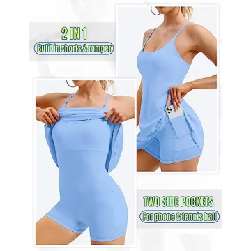 Ewedoos Women's Tennis Dress with Built-in Bra & Shorts