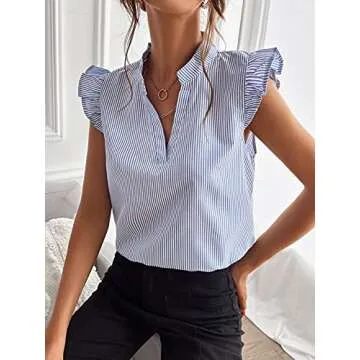 Stylish WDIRARA Women's Ruffle Cap Sleeve Blouse for All Occasions