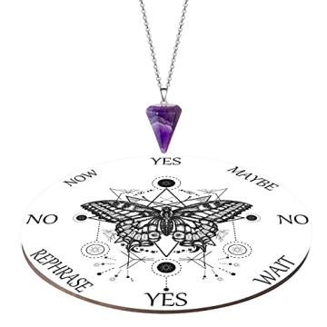 Blulu Butterfly Pendulum Board with Amethyst Necklace for Intuitive Divination